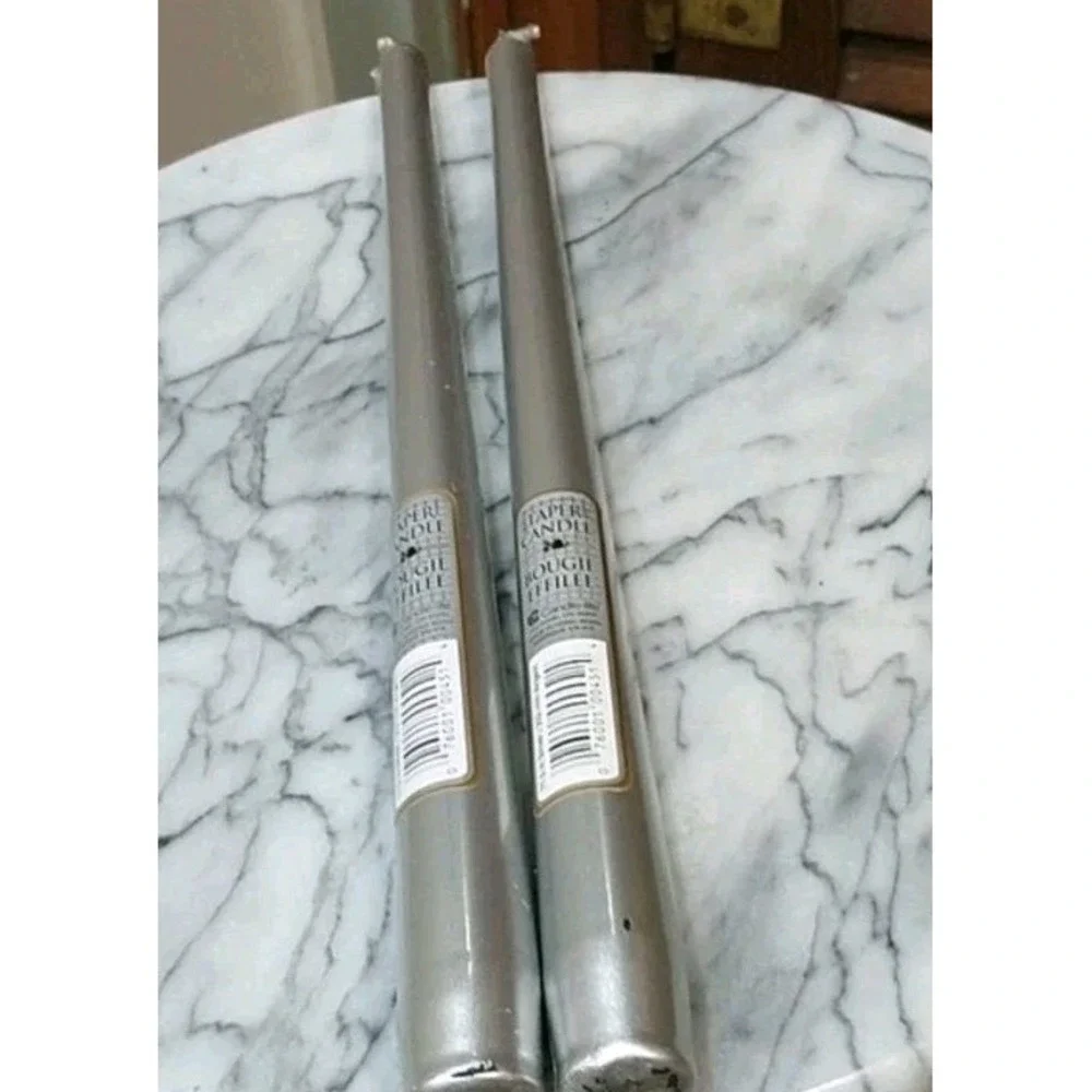 NWT Pair Of Silver Metallic Tapered Candle Lite 11.5